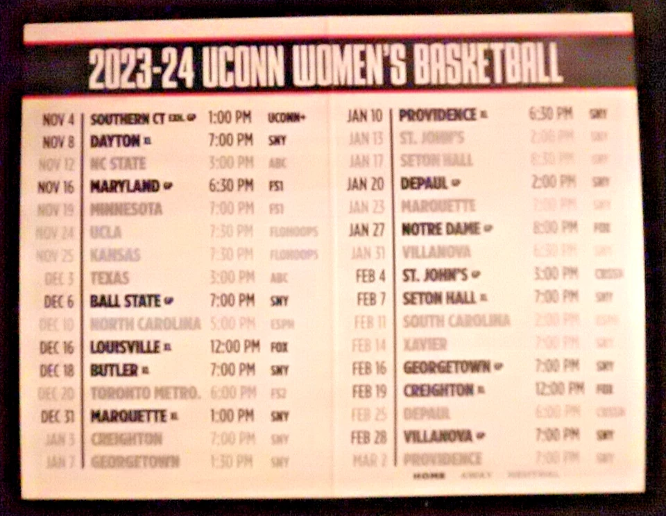 2023-4 UNIVERSIDAD DE CONNECTICUT UCONN HUSKIES CALENDARIO DE BALONCESTO FEMENINO NIKA MUHL Foto 3 de 3