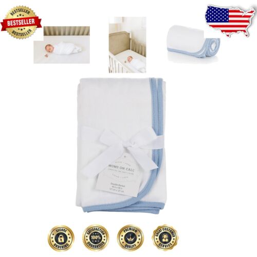 Newborn Essential: Soft Blue 48x48 Cotton Swaddle Blanket - Safe & Comfortable