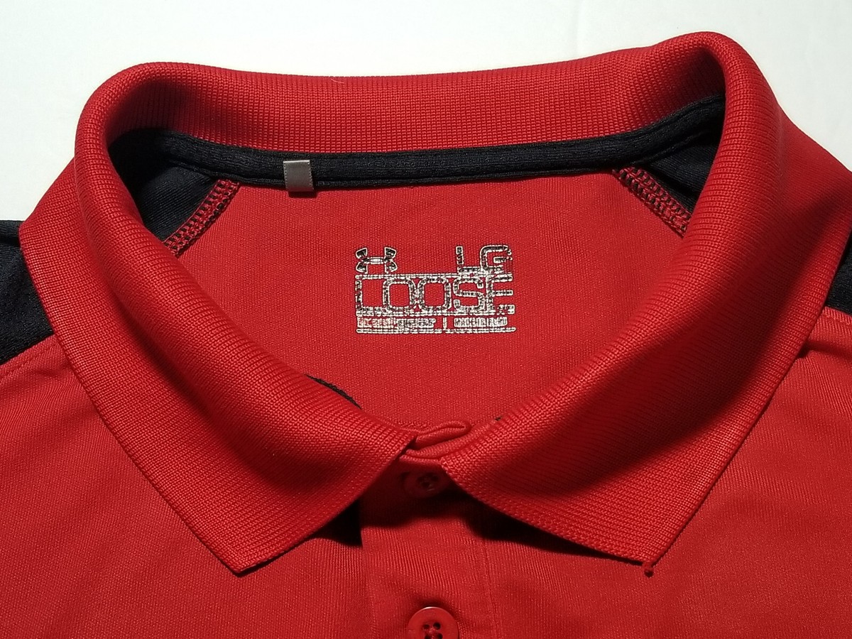 Tシャツ Under Armour Men's L Short Sleeve Solid Red 95% Polyester Polo