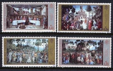 VATICAN Sc#1215-8 2002 Sistine Chapel Fresco MNH