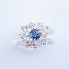 Stunning Blue and Pink Montana Sapphire Cluster Ring
