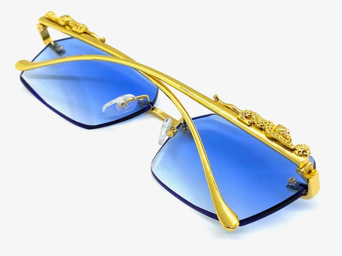 Elegant Blue and Gold Sunglasses Amazon.com: Aviator Gold Color Frame Sunglasses Mirrored  main image 2