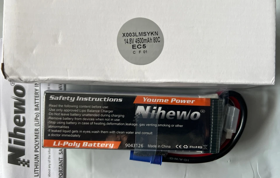 2pcs 14.8V 4S 4500mAh 80C EC5 Lipo Battery for RC Arrma Losi Car Truck Buggy - Image 3 of 3