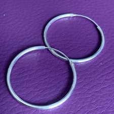 925 Silver Hoop Earrings/ Medium Size / Fab Condition