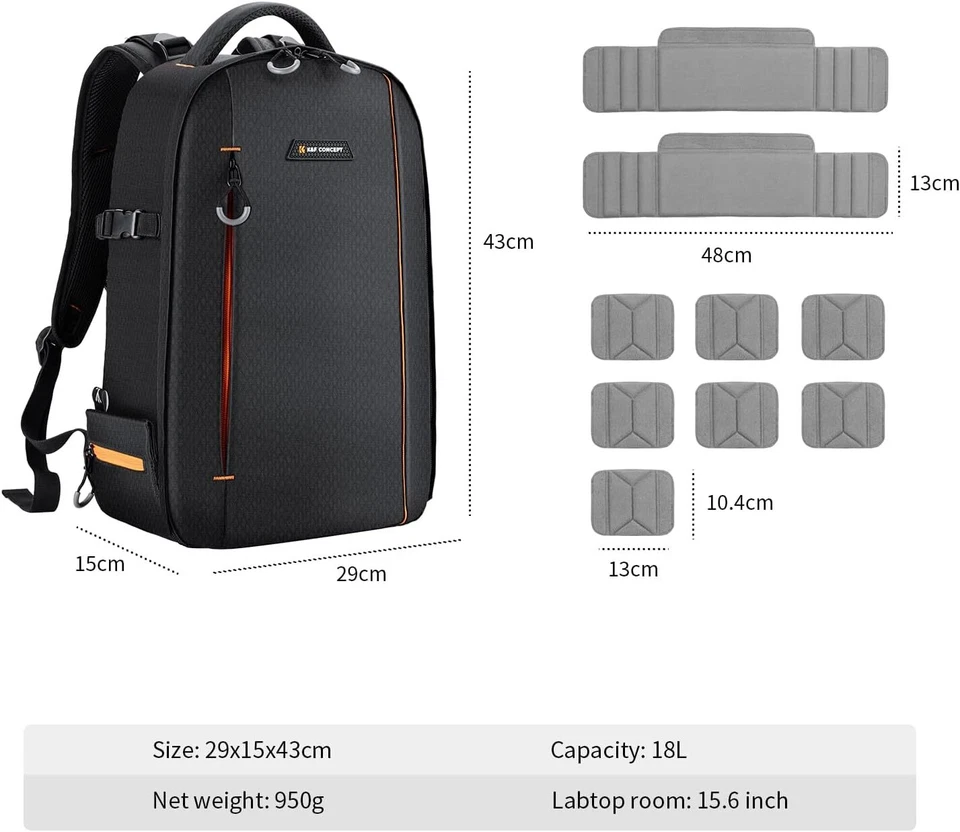 K&F Concept Camera Backpack for Photographers with Movable Dividers Lightweight - Image 3 of 4