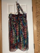 Rainbow Color Animal Print One shoulder faux wrap Dress Size 3 NWOT