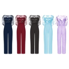 Womens Jumpsuit Sequined Rompers Fashion Catsuits Mesh Bodysuit Stage Leotard