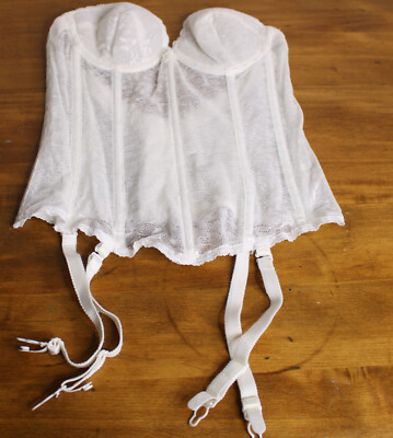 Adonna Lace Underwire Corset Bustier Lingerie White Womens 34A Pin-Up