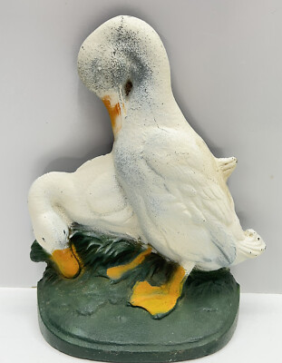 Vintage John Wright JW USA Cast Iron White Ducks Door Stop