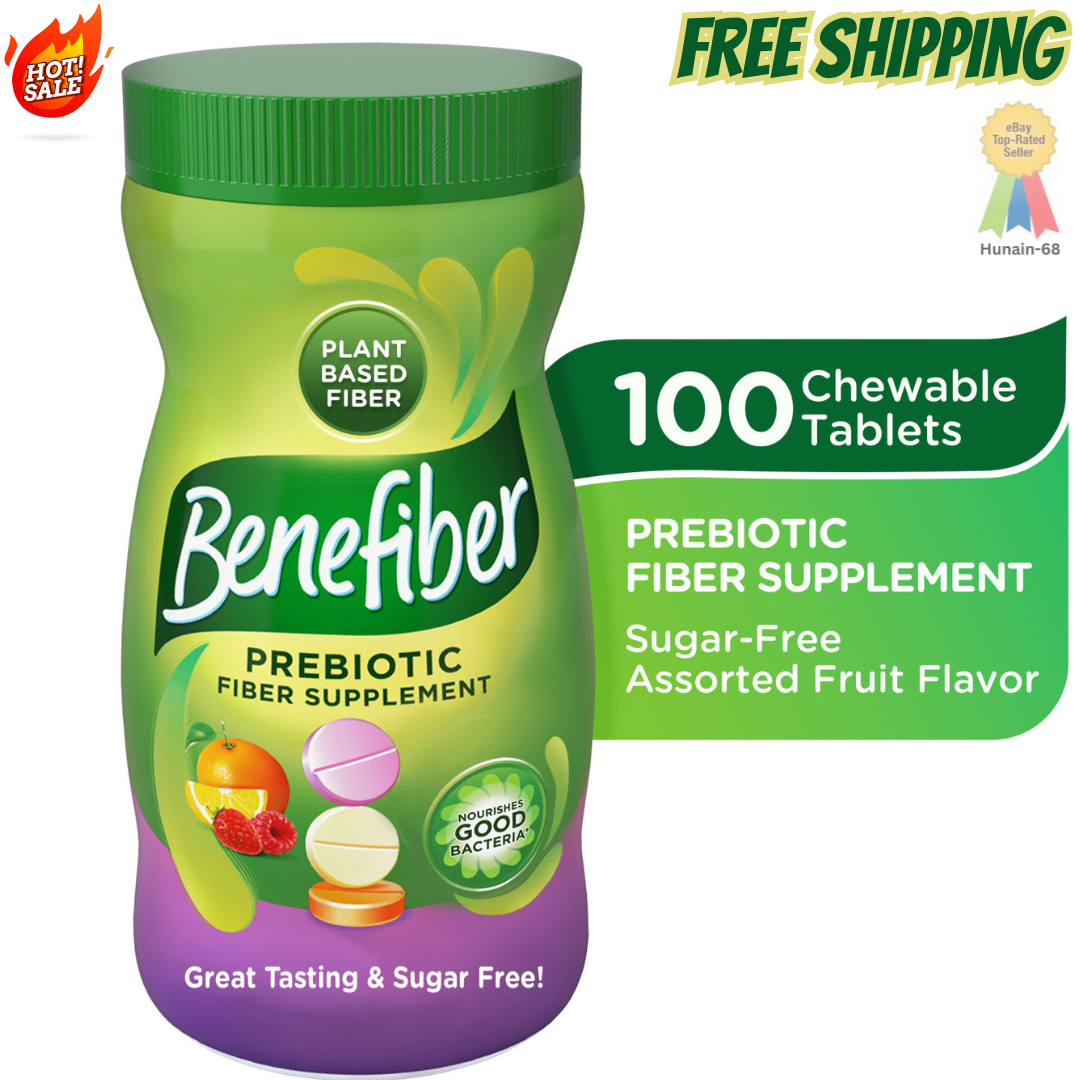 New Benefiber Prebiotic Fiber Supplement Chewables, Assorted Fruit, 100 Ct