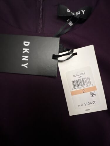 NEW DKNY Sheath Dress Purple Laser Cut Stretch Sleeveless Purple NWT $134 Size 2 - Picture 3 of 18
