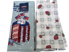  2 Sweet Land of Liberty Patriotic Kitchen or Bath Hand Towels 26" x 15" New
