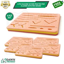 6 Pcs Medical Skin Suture Practice Silicone Pad Wound Simulated For Training Kit