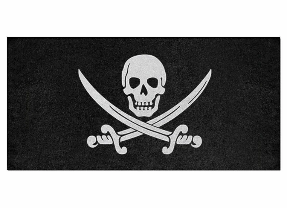 Nueva toalla de baño o playa CALICO JACK, calavera y sablete pirata símbolo Jolly Roger Foto 2 de 2