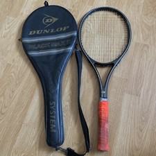 Vtg Dunlop Black Max II Graphite Composite Tennis Racket W/Case 4 3/8" grip RARE