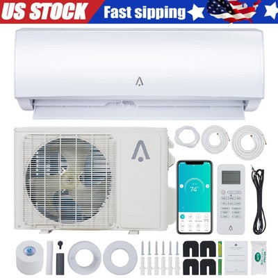 18000 BTU Ductless Mini Split Air Conditioning AC Heat Pump System w/Kit 1.5 Ton