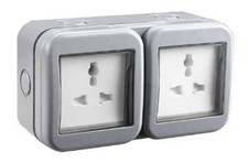 BG 13Amp 2 Gang  Unstitched Weatherproof Socket IP55 Rated - Grey