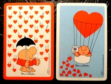 Ziggy Umbrella-Heart Hot Air Balloon-c. Tom Wilson 1977-Pair Swap Playing Cards