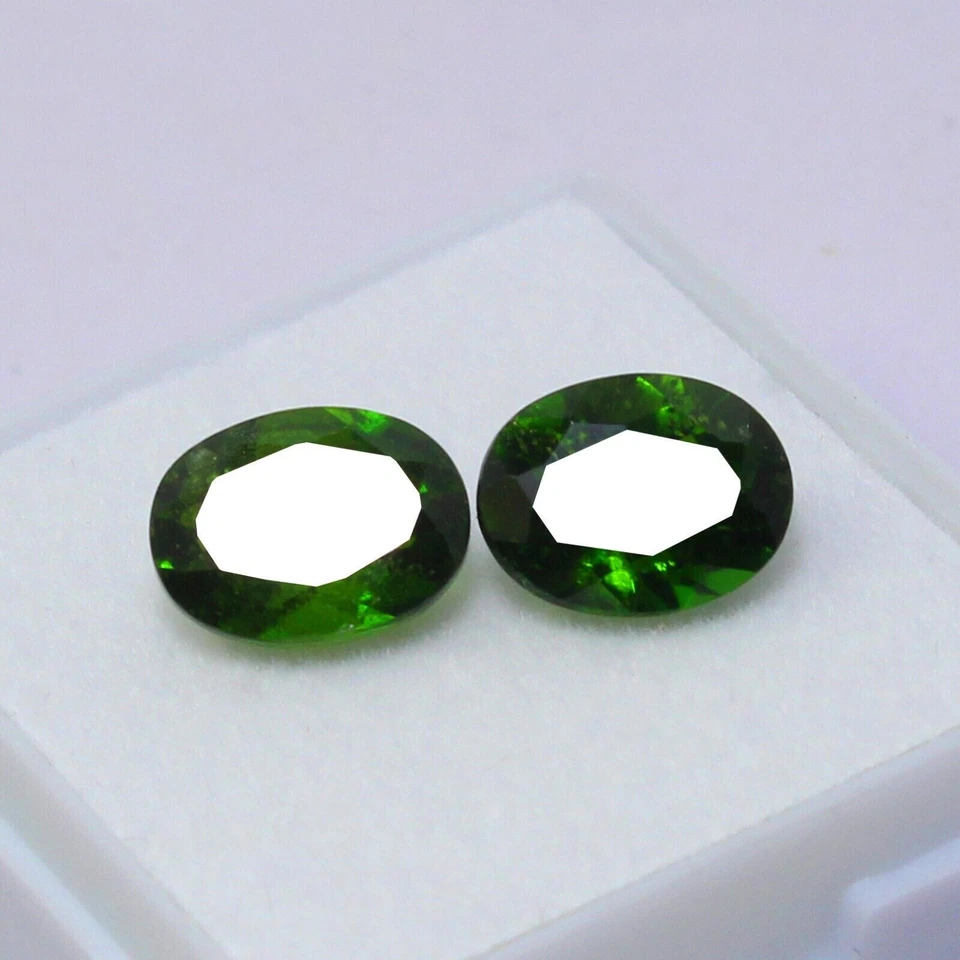 2 Stück  ovaler grüner Chrom Diospide  4 x 6 mm - Bild 4 von 4