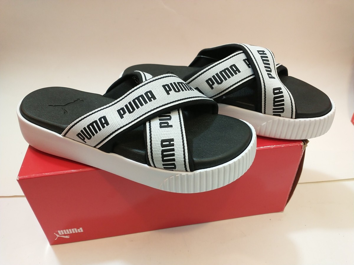 PUMA Womens Platform Slide Tape Sandals Shoes 380677-01 White