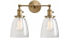 Permo double sconce vintage industrial oval clear glass wall sconces antique 