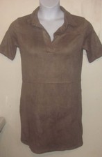 Paper Crane Womens M medium brown Faux Suede polo short Dress j79