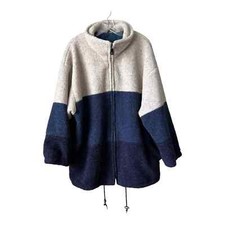 Elan Women's Sherpa Full Zip Jacket Colorblock Cream Blue Size 2x Lined