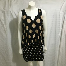 Maeve Anthropologie Dress Women's S Black Gold Circle Sleeveless Layered