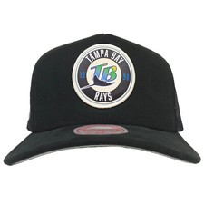 Tampa Bay Rays Mitchell & Ness MLB Trucker Hat Cap Patch Logo Black Snapback NWT