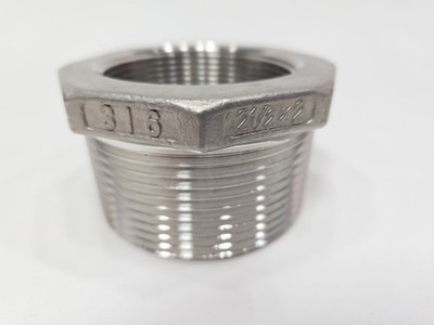 Hex Reducing Bushing 2 1/2'' X 2'' NPT 316 Stainless Steel Pipe Fitting