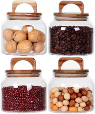 Glass Jars with Airtight Lid Set of 4 ,Kitchen Canisters, Borosilicate Storage