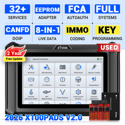USED XTOOL X100PADS V2.0 OBD2 Scanner Full System Diagnostic Key Programming FCA