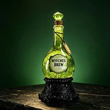 Witches Brew Potion Bottle LED Glitter Globe Halloween Decor Resin Ornament