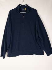 Polo Ralph Lauren Sweater XL Blue Herringbone Knit Performance Pullover Casual