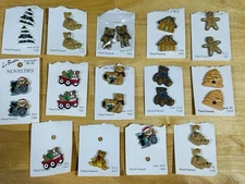 Vintage Le Bouton Novelty Buttons Christmas Tree Train Santa Teddy Bear Lot 2