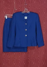 LE SUIT 2 Piece Black Collared Long Sleeve Button Women's Sz 16