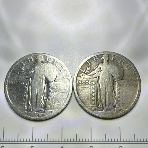 1925 Standing Liberty Silver Quarters Circulated Lot of 2