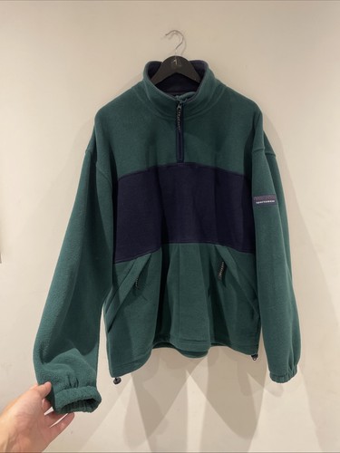 Fred Perry, Vintage 1998 Fred Perry sportswear green navy colourblock Y2K fleece quarter zip