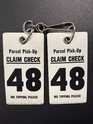 Vintage 1960s Jewel Grocery Parcel Pick-Up Claim Check Tag No Tipping #48