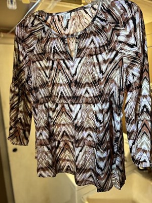 C Est. 1946  Womens Plus Size Top Blouse Brown Floral Size large 