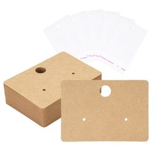 joycraft 100Pcs Earring Display Cards, 2x1.4 in Brown Jewelry Holder Tags wit...