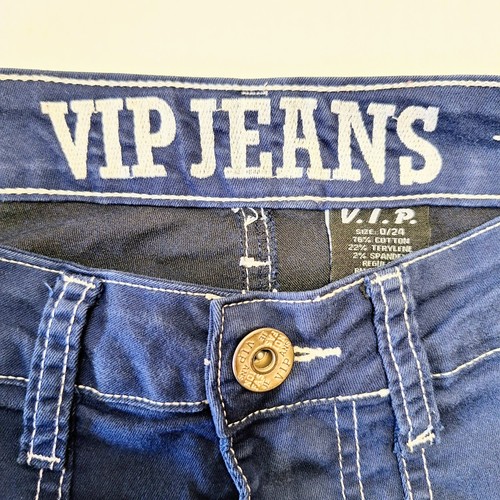 Vintage V.I.P Jeans Blue Cargo Pants Women's Size 0/24 Soft Stretch Pants Y2K, Size 0, $18.99 - Photo 4