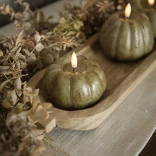 3.5"GREEN 3D FLAME SHORT PUMPKIN CANDLE-Ragon House