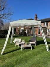 Green Stripe Gazebo Marquee Canopy Fringe Outdoor Garden Beach Cabana Style UK