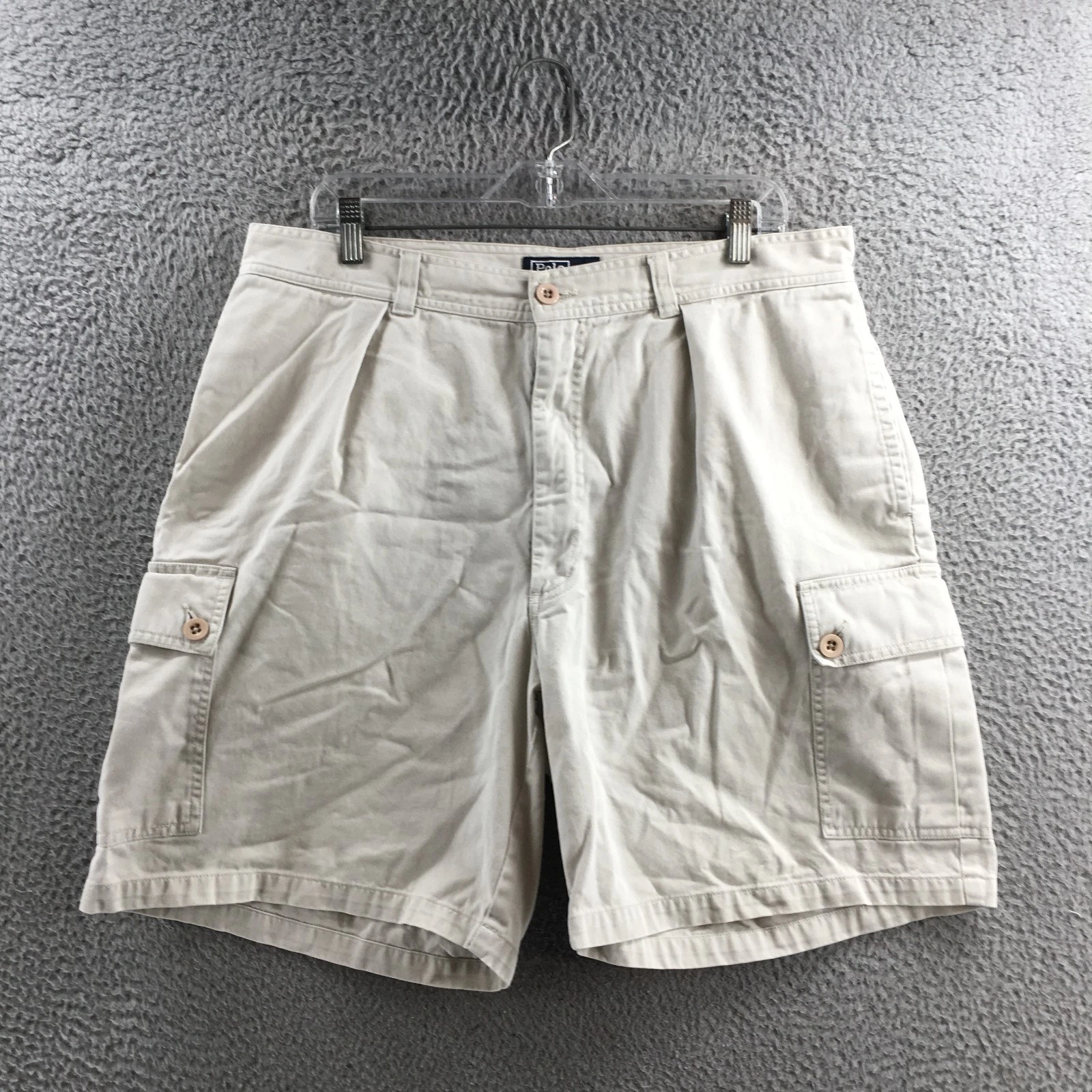 Polo by Ralph Lauren Cargo Short Men 37 (actual 18.5x7.5) Beige Cotton High Rise