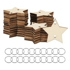 Wooden Stars, 100 Pack Unfinished Wood Stars with Holes Blank Wooden Cutouts