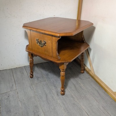 Vintage Heywood Wakefield Solid Maple Wood Colonial 2-Tier Side