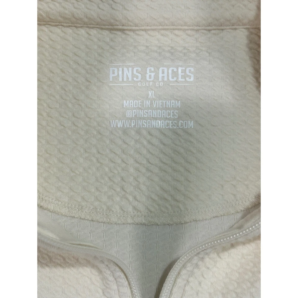 Pullover Pins and Aces Golf Co para Hombres 1/4 Cremallera Texturizado Blanco XL Mezcla de Algodón Foto 4 de 4