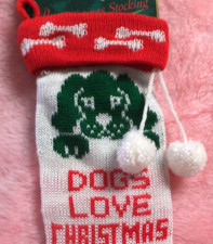 Dog Puppy Christmas Stocking BRAND NEW 18" Soft Knit Pet Holiday White