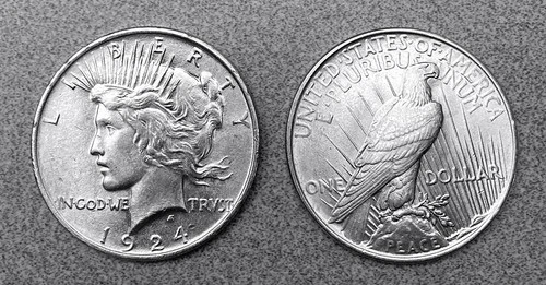 1924 Peace Dollar, Blast White Gem BU++-MS+   (One Coin)  Free Shipping  DE 24